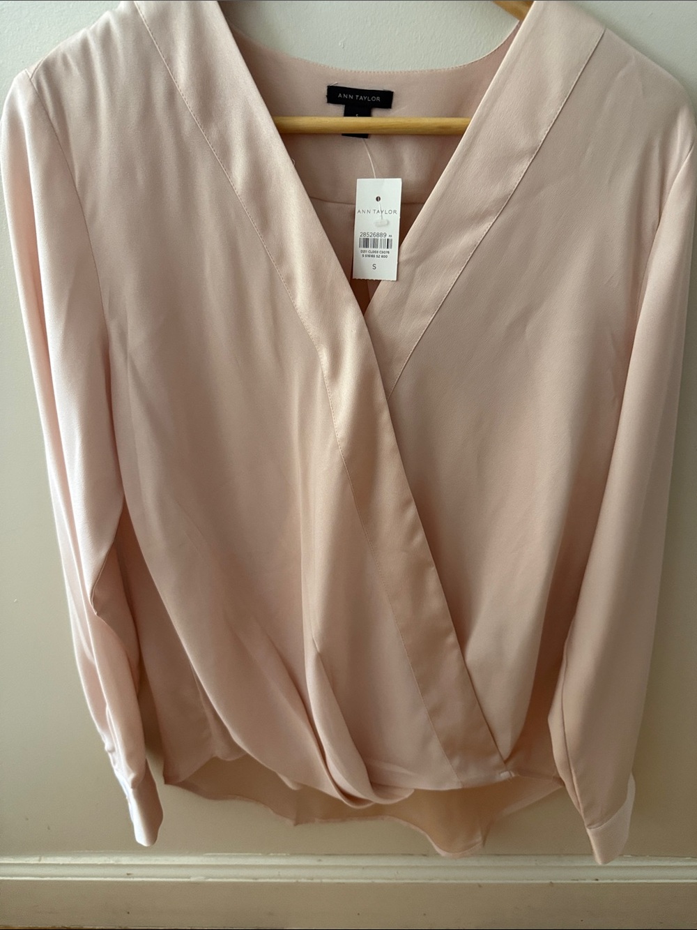 NEW! Ann Taylor Pale Pink Faux-Wrap Blouse